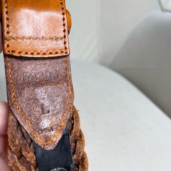 Vintage 1 World Mens Belt Large Detail Textured Brown Leather Braided - Picture 5 of 5